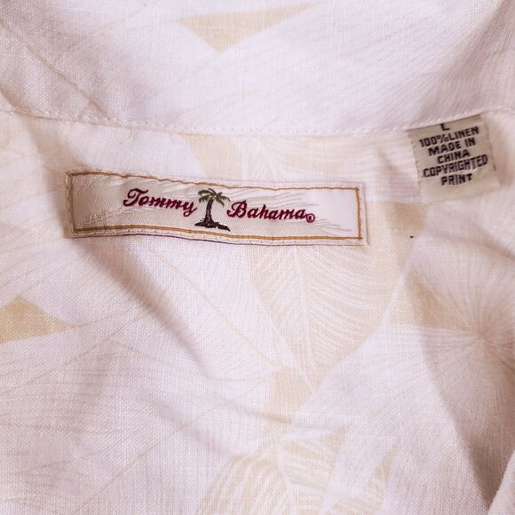 Tommy Bahama Short Sleeve Button Up Yellow Floral Embordered Linen Shirt Large - Picture 4 of 8